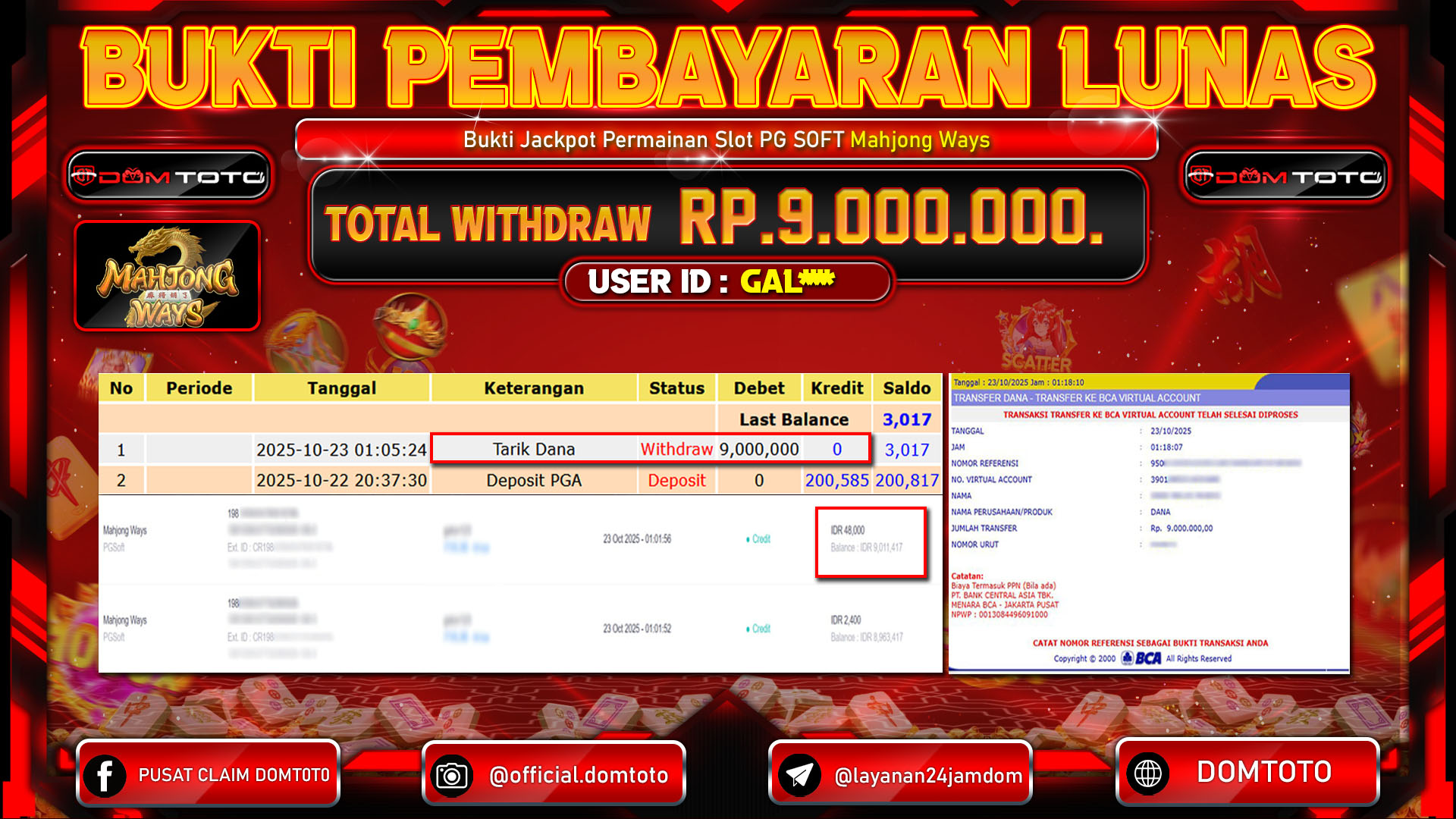 JACKPOT Slot Mahjong Ways  PG Soft 23 OKTOBER 2025
